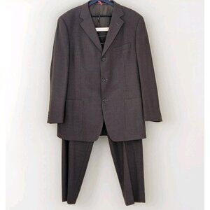 Ermenegildo Zegna Suit Blazer Trousers Men 56R  Soft Line Olive Wool Spain FLAW